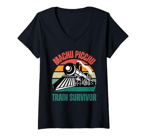 Damen Peru Machu Picchu Zug Survivor Cusco Cuzco Peruanisches Lama T-Shirt mit V-Ausschnitt Damen Peru Machu Picchu Zug Survivor Cusco Cuzco Peruanisches Lama T-Shirt mit V-Ausschnitt von Machu Picchu survivor Cusco Cuzco Peru