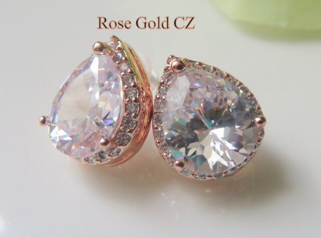 Rose Gold Braut Ohrringe Sterling Silber Post von MaciDesign