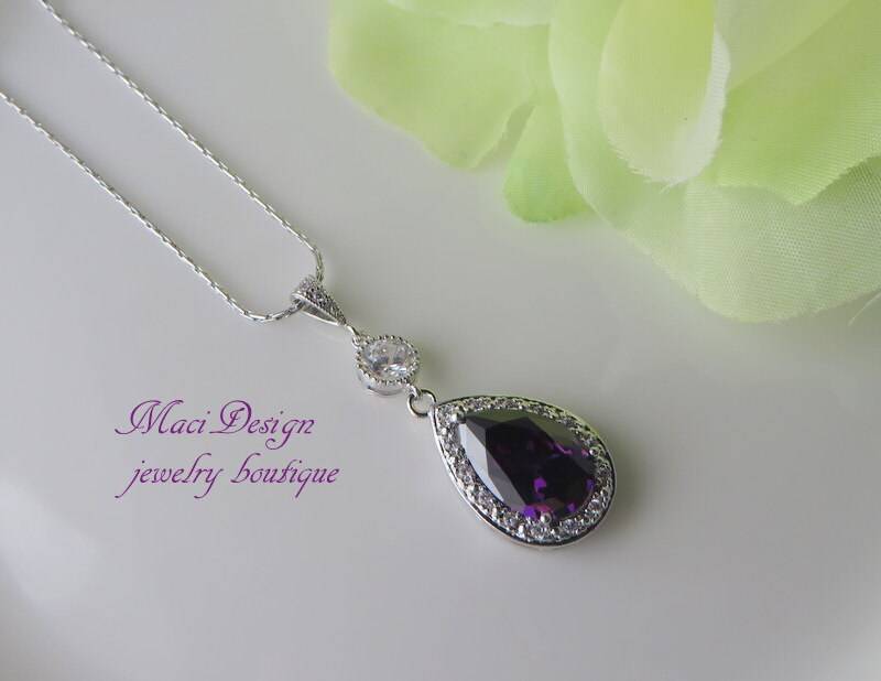 Lila Amethyst Brautkette Weißgold Überzogen von MaciDesign