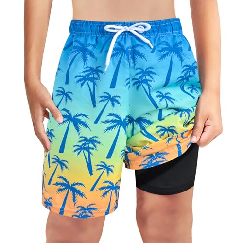 MaciRept Boys Swim Trunks Bathing Suit Youth Teen Boys Swimming Trunks with Compression Liner Kids Swimsuit Board Shorts 7-16 von MaciRept