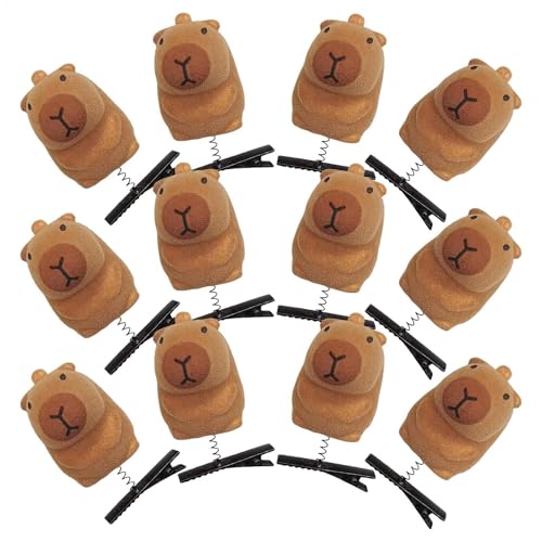 Capybara Haarklammer, Set mit 12 lustigen Cartoon-Tier-Haarkrallen, leichtes Haarstyling-Ornament, starkes, sicheres Haarnadel-Accessoire mit Feder-Design für Frauen und Mädchen von Maciun