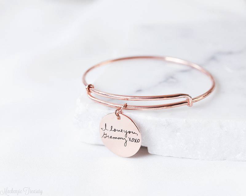 Benutzerdefinierte Handschrift Armband - Gravierte Signatur Disc Tatsächliche Verstellbare Weihnachtsgeschenk von MackenzieTreasury