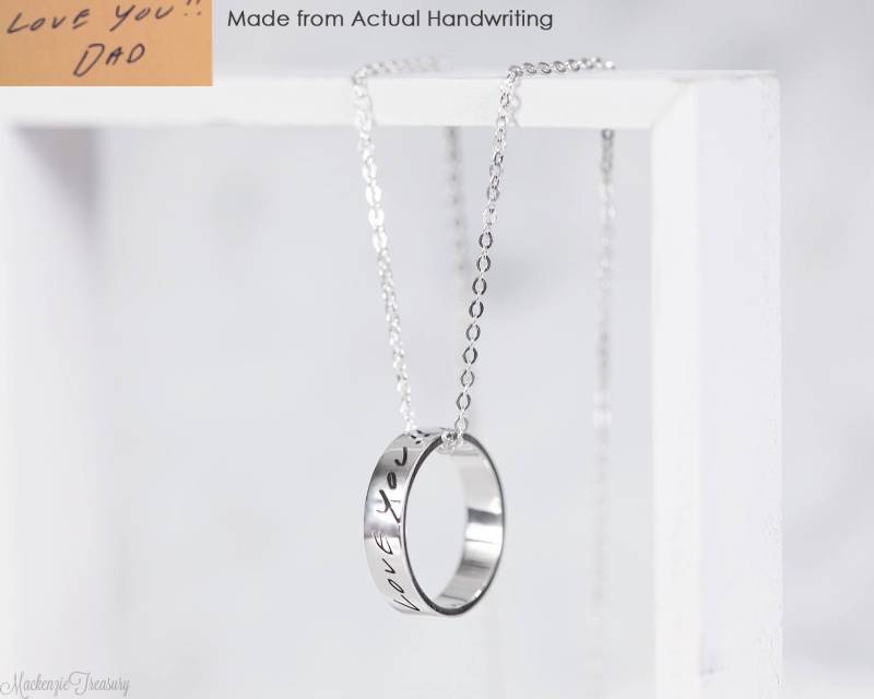 Benutzerdefinierte Handschrift Halskette - Personalisierte Ring Gravierte Schmuck Anpassen von MackenzieTreasury