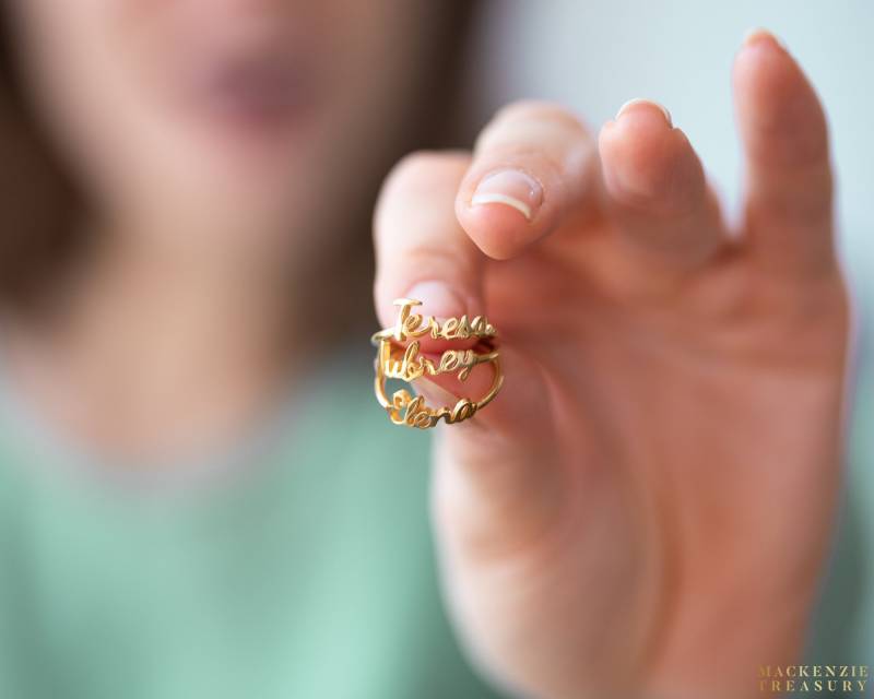 Benutzerdefinierter Namensring - Kinder Sterling Silber Ring Gold Geschenk Für Sie Mutter F8 von MackenzieTreasury