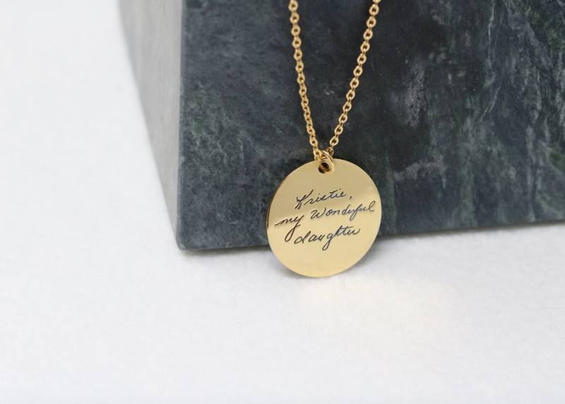 Disc Handschrift Halskette - Kinder Signatur Personalisierter Schmuck Weihnachtsstopfen von MackenzieTreasury