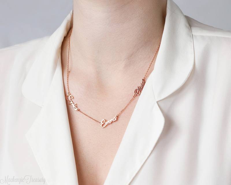 Drei Namen Halskette - Zierliche Dreifach Kinder Personalisierte 3 von MackenzieTreasury