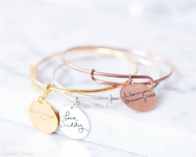 Gravierte Signatur Scheibe Armband - Tatsächliche Handschrift Erweiterbare Benutzerdefinierte Disc Weihnachten Stuffers Geschenk von MackenzieTreasury