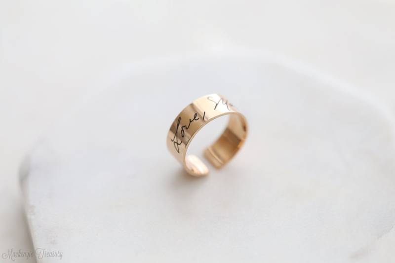 Gravur Ring Mit - Handschrift Erinnerungsschmuck von MackenzieTreasury