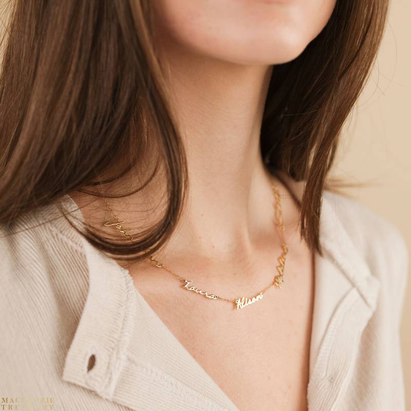 Mehrere Namen Halskette - Familien Benutzerdefinierte Kinder Name Muttertagsgeschenk 4 Freundschaft F1 von MackenzieTreasury