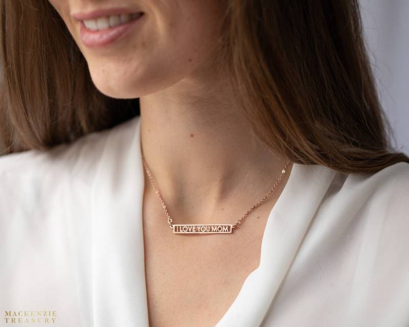Personalisierte Bar Halskette - Cut Out Kinder Familien Geschenke Für Mama Töchter von MackenzieTreasury