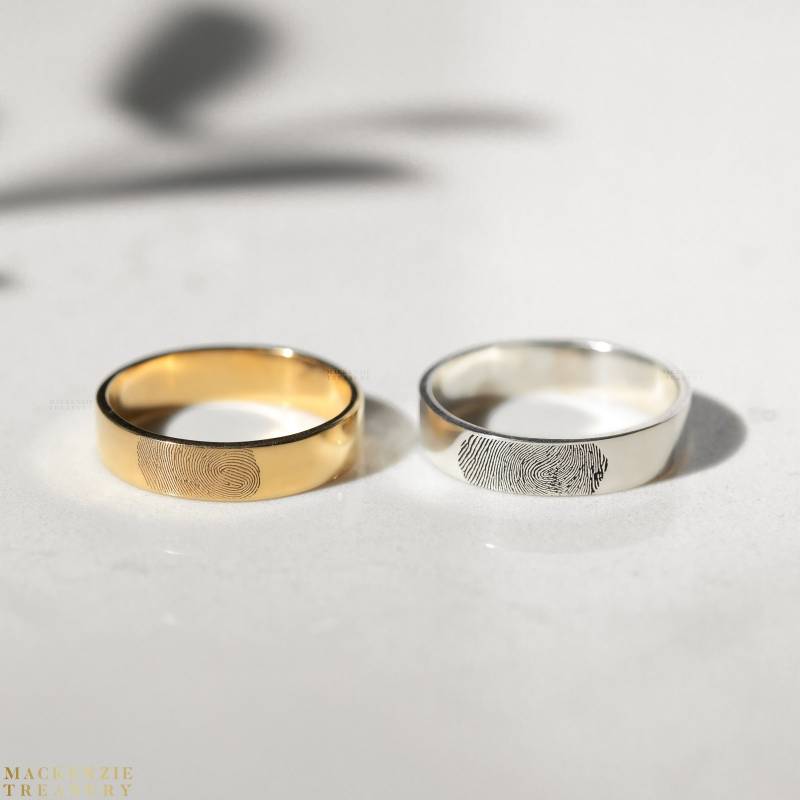Personalisierte Fingerabdruck-Ring in Silber, Gold Und Rose - Erinnerung Ring Memorial Daumenabdruck Schmuck Weihnachten Muttertag von MackenzieTreasury