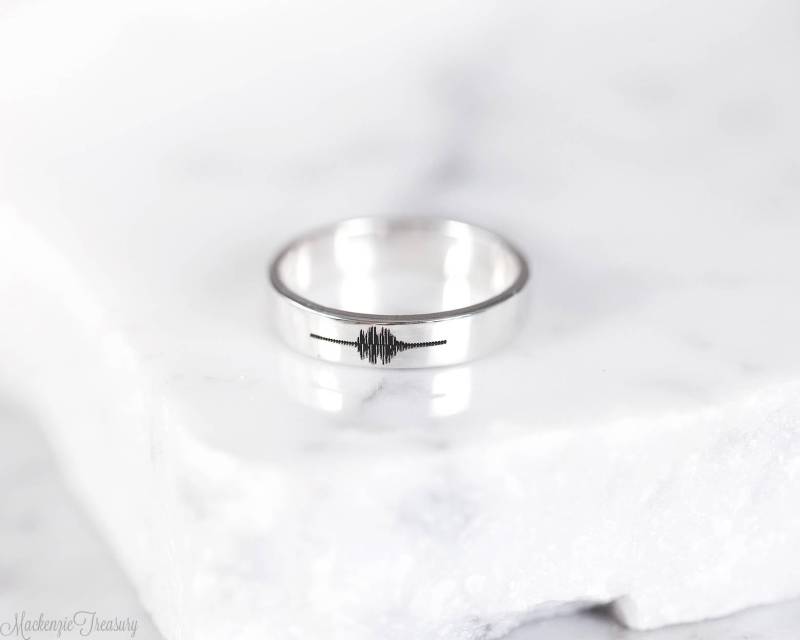 Personalisierter Klangwellenring - Wellenform Schmuck Herzschlag Ring Sonogram Ultraschall Weihnachten von MackenzieTreasury