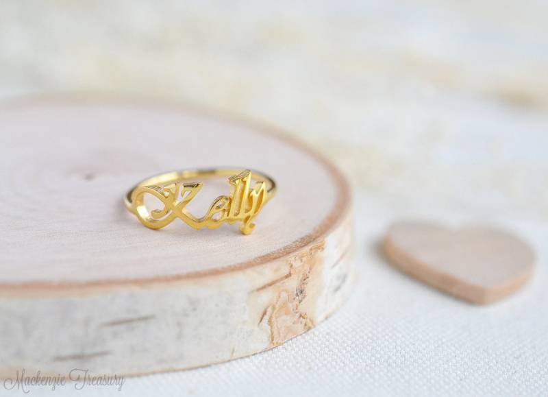 Personalisierter Namensring - Stapelbarer Kinder Besonderes Einzigartiges Geschenk Valentinstag von MackenzieTreasury