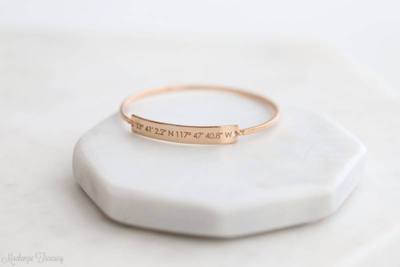 Personalisiertes Koordinaten Armband - Personalisierter Breitengrad Längengrad Schmuck Armreif von MackenzieTreasury