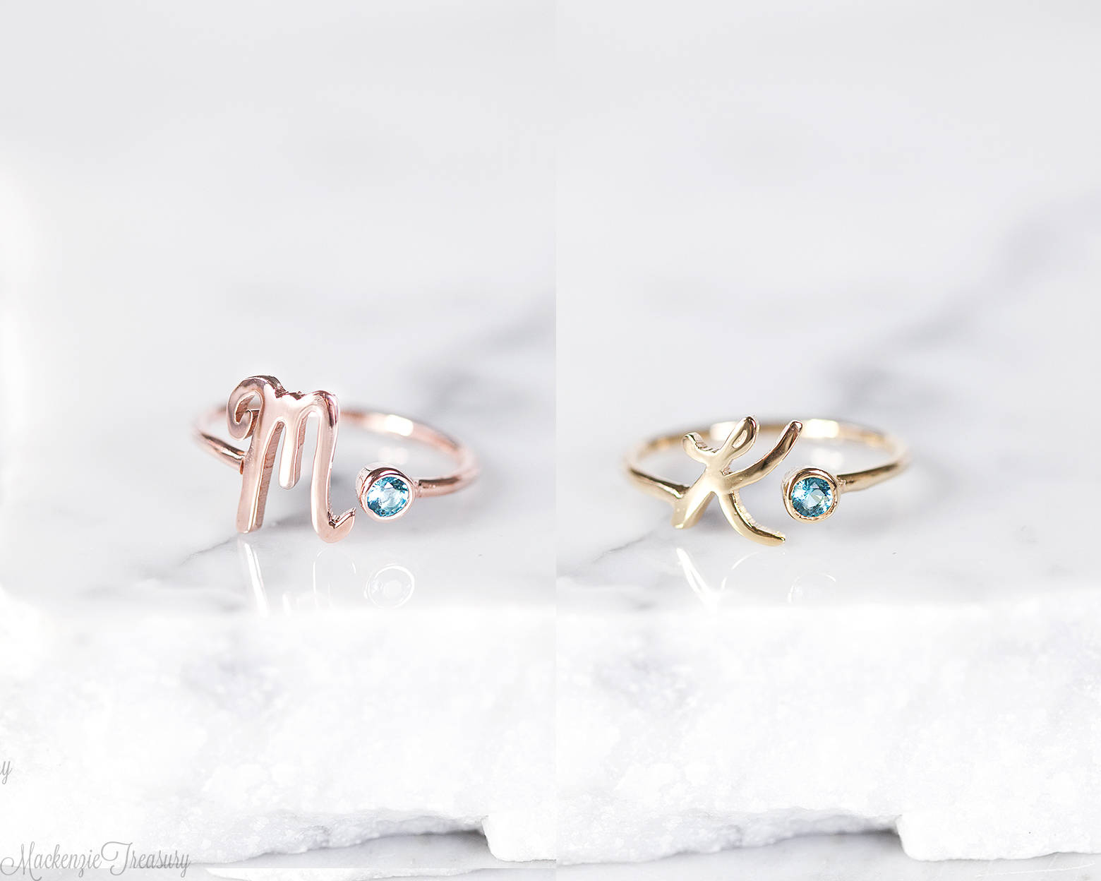 Silberring Mit Geburtsstein - Initialenring Personalisierter Buchstabenring von MackenzieTreasury