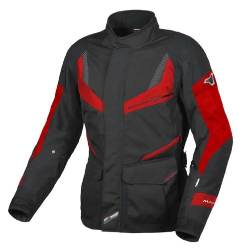 Macna Unisex Rancher wasserdichte Damen Textiljacke Jacke, Schwarz/Rot, L von Macna