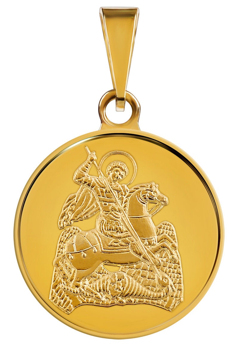 Saint George 18 Karat Gelbgold Medaille Anhänger Halskette 16 Mm Saint George 18 Karat Gelbgold Medaille Anhänger Halskette 16 Mm von MacoinsGold
