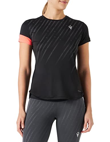 Macron Damen Run Start Scc Hattie Reflex T-Shirt PRNT Blk/Ncor Ss Wmn Laufshirt, Schwarz, M von Macron