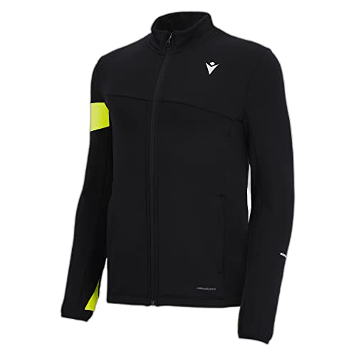 Macron Herren Run FCC Amos 3D Stretch Full Zip Sweater Man Blk/Nyel Running Sweatshirt, Schwarz-Gelb, L von Macron