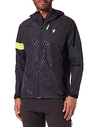 Macron Herren Run Scc Danzel Reflex W-Break Light JKT Blk/Nyel Refl Print Winddichte Jacke, Schwarz-Gelb, M von Macron