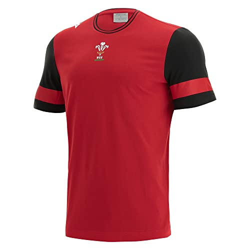 Macron Herren walisisches Rugby 2021/22 rotes Freizeit-T-Shirt, blau, S von Macron