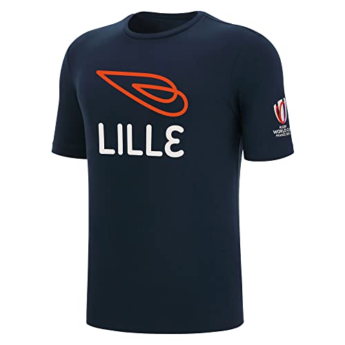 Macron Offizielle Rugby Lille World Cup 2023 T-Shirt für Erwachsene, blau, XXL von Macron