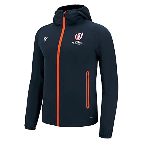 Macron Offizielle Rugby World Cup 2023 Wasserdichte Jacke für Erwachsene, blau, Large von Macron