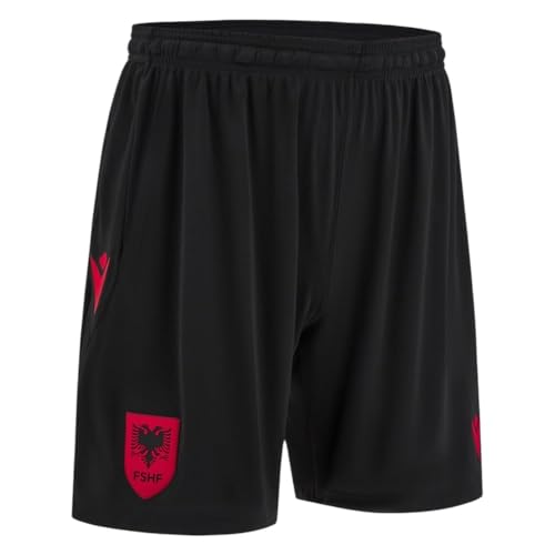 Macron Spielshorts für Erwachsene Albanien FSHF, Schwarz , M von Macron