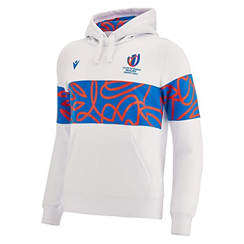 Macron Sweatshirt mit Kapuze für Erwachsene, Rugby World Cup 2023, offizielles Lizenzprodukt, weiß, 4XL von Macron