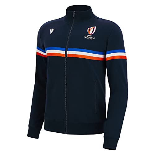 Macron Sweatshirt mit Reißverschluss für Erwachsene, Rugby, Frankreich, World Cup 2023, offiziell, blau, Medium von Macron