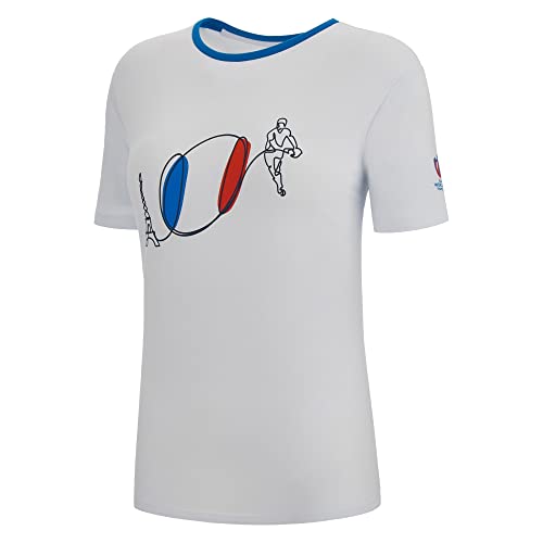 Macron T-Shirt für Damen, Rugby, Frankreich, World Cup 2023, offizielles Lizenzprodukt, Blanc, X-Large von Macron