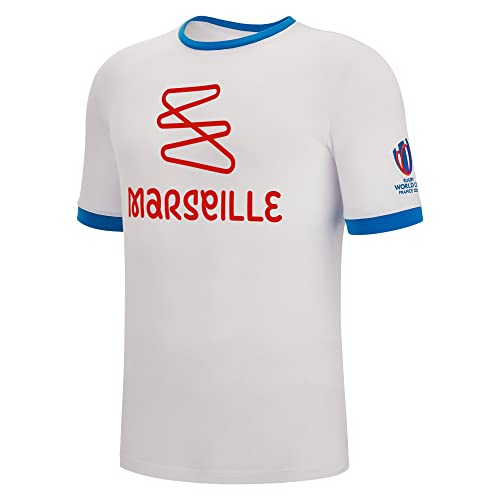 Macron T-Shirt für Erwachsene, Rugby Marseille World Cup 2023, offizielles Lizenzprodukt, Blanc, L von Macron