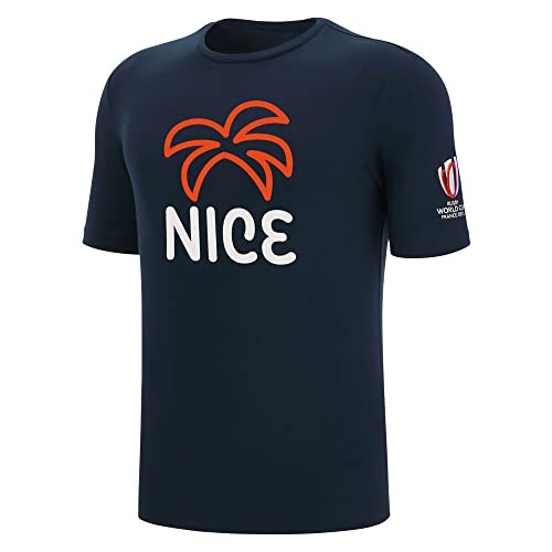 Macron T-Shirt für Erwachsene, Rugby Nice World Cup 2023, offizielles Lizenzprodukt, blau, L von Macron