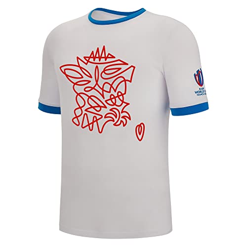 Macron T-Shirt für Erwachsene, Rugby World Cup 2023, offizielles Lizenzprodukt, Blanc, XL von Macron