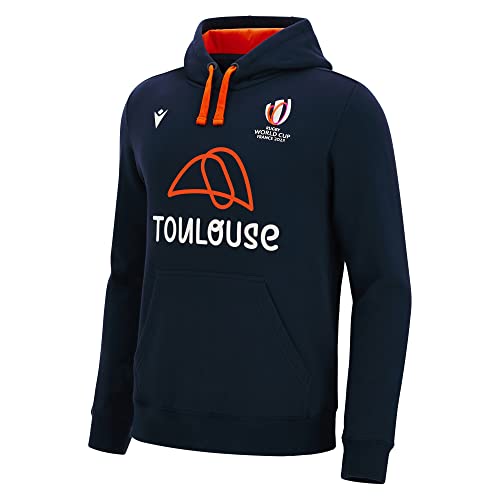 Macron Toulouse Rugby World Cup 2023 Kapuzenpullover, offizielles Lizenzprodukt, blau, Large von Macron