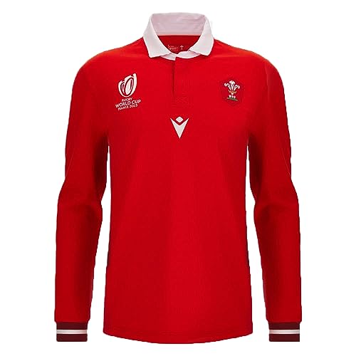 Wales Rugby WRU World Cup Rugby Trikot – Rot – Herren, rot, L von Macron