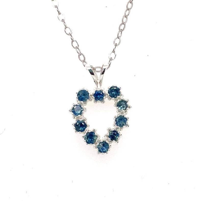Montana Sapphire 10 Stein Herz Anhänger Halskette von Macsgems