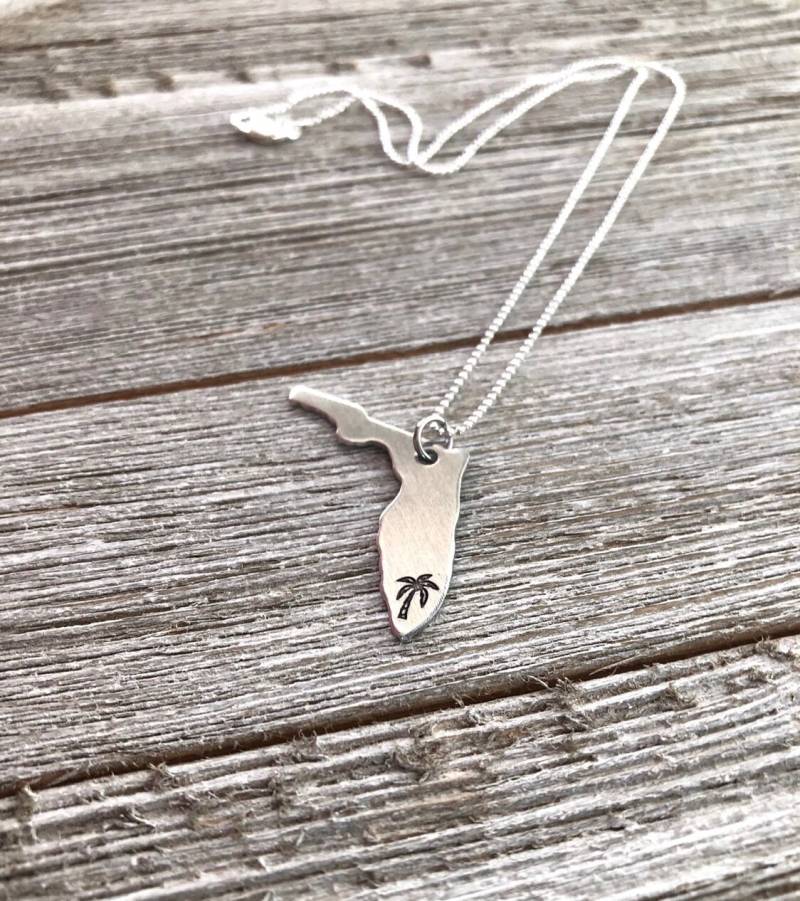 Florida Halskette-Miami Halskette-Florida Schmuck-Handgestempelte Halskette-Weihnachtsgeschenk Florida Halskette-Miami Halskette-Florida Schmuck-Handgestempelte Halskette-Weihnachtsgeschenk von MacyAnneDesigns
