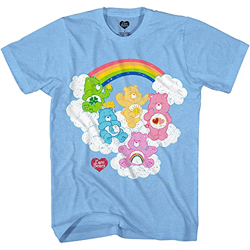 Care Bears T-Shirt - Classic Care Bears Distressed Look Shirt für Damen oder Herren, Heather Light Blue, 3X-Groß von Mad Engine