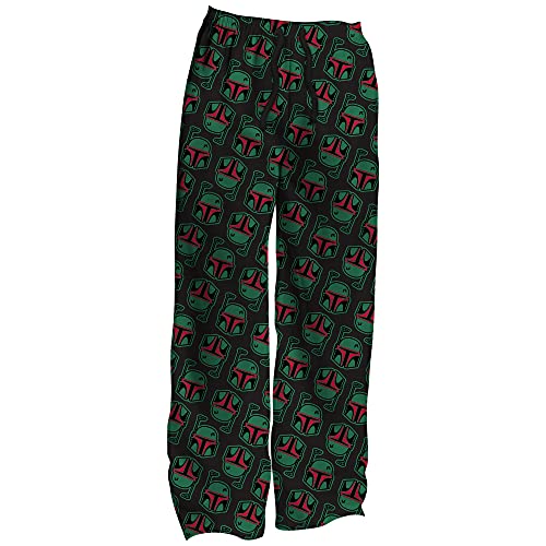 Star Wars Boba Fett Mandalorian Allover Print Pyjama Schlafhose Lizenzprodukt, Schwarz, Large von Mad Engine