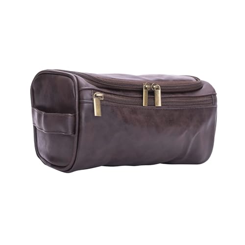 Mad Man Herren Kulturbeutel aus Kunstleder, mit mehreren Taschen, wasserabweisend, 25,4 x 14 x 15,2 cm, Braun Mad Man Herren Kulturbeutel aus Kunstleder, mit mehreren Taschen, wasserabweisend, 25,4 x 14 x 15,2 cm, Braun von Mad Man