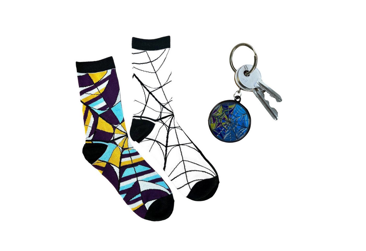 Mad Monkey Freizeitsocken Wednesday Addams Socken und Schlüsselanhänger Geschenkset von Mad Monkey