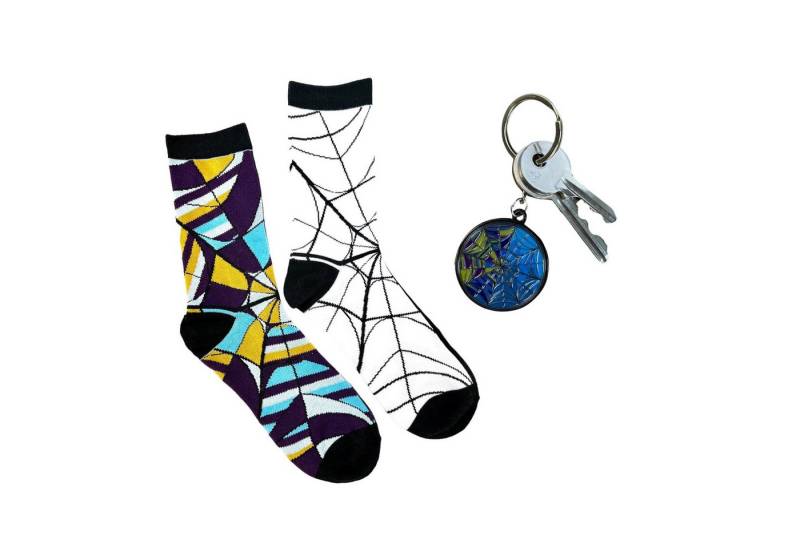 Mad Monkey Freizeitsocken Wednesday Addams Socken und Schlüsselanhänger Geschenkset von Mad Monkey