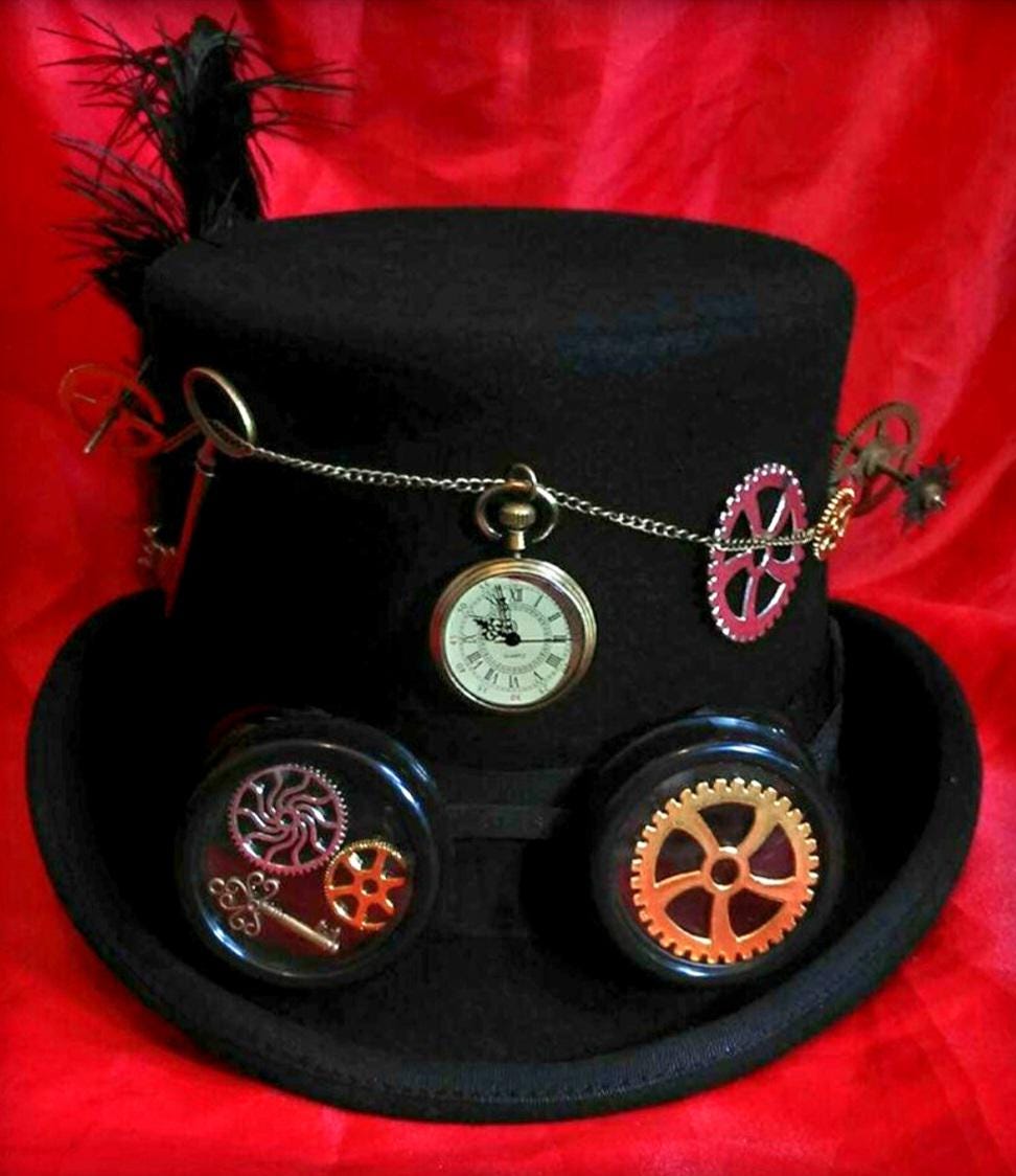 Alice Unter Den Spiegeln Hut Schwarz 100% Wolle Mad Hatter Cosplay Brennender Mann Festivals Halloween von Mad4Hats