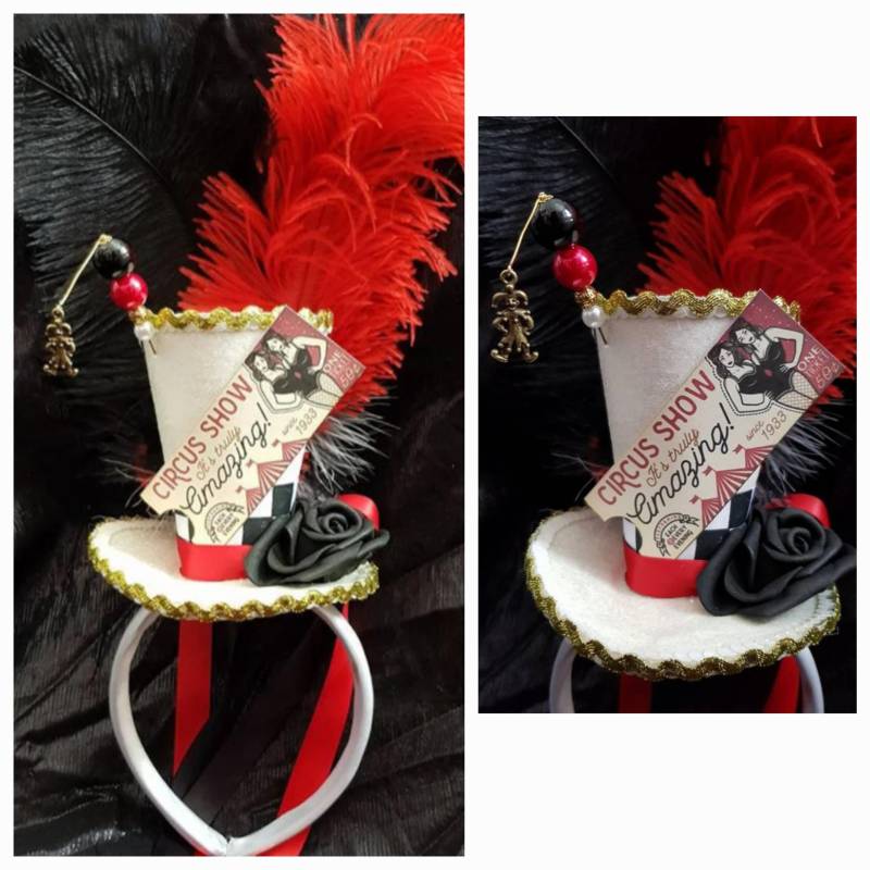 Zirkus Freakshow Weiß Mini Zylinder Hut Steampunk Cosplay Ticket Jester Clown Hochzeit Ascot Festivals von Mad4Hats