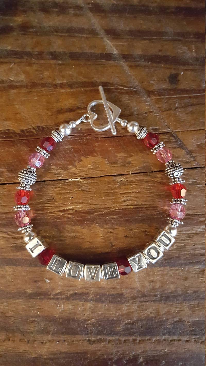 sterlingsilber Swarovski Crystal "Ich Liebe Dich" Armband von MadHatterBeads