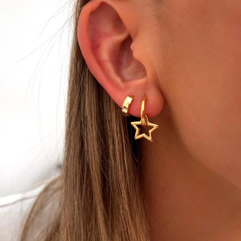 Creolen Mit Stern - Handgefertigter Schmuck Minimalistisch Personalisierte Geschenke Geschenk Für Sie von MadJewelryCo