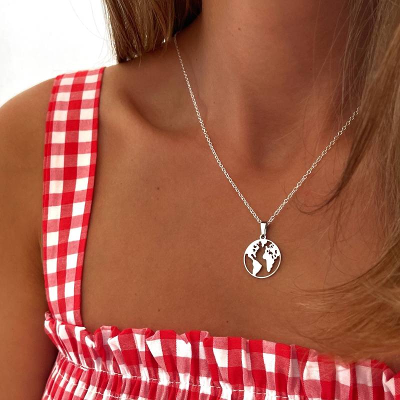 Kreis- Und Weltform-Halskette - Handgefertigter Schmuck Minimalistisch Personalisierte Geschenke Geschenk Für Sie Ihn von MadJewelryCo