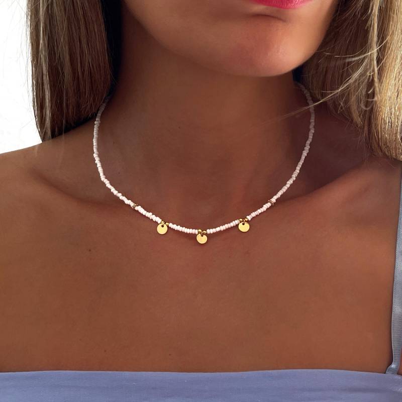 Mehrfarbige Perlen- Und Münzkette - Zarte Halskette Handgefertigter Schmuck Personalisiertes Geschenk Für Sie von MadJewelryCo