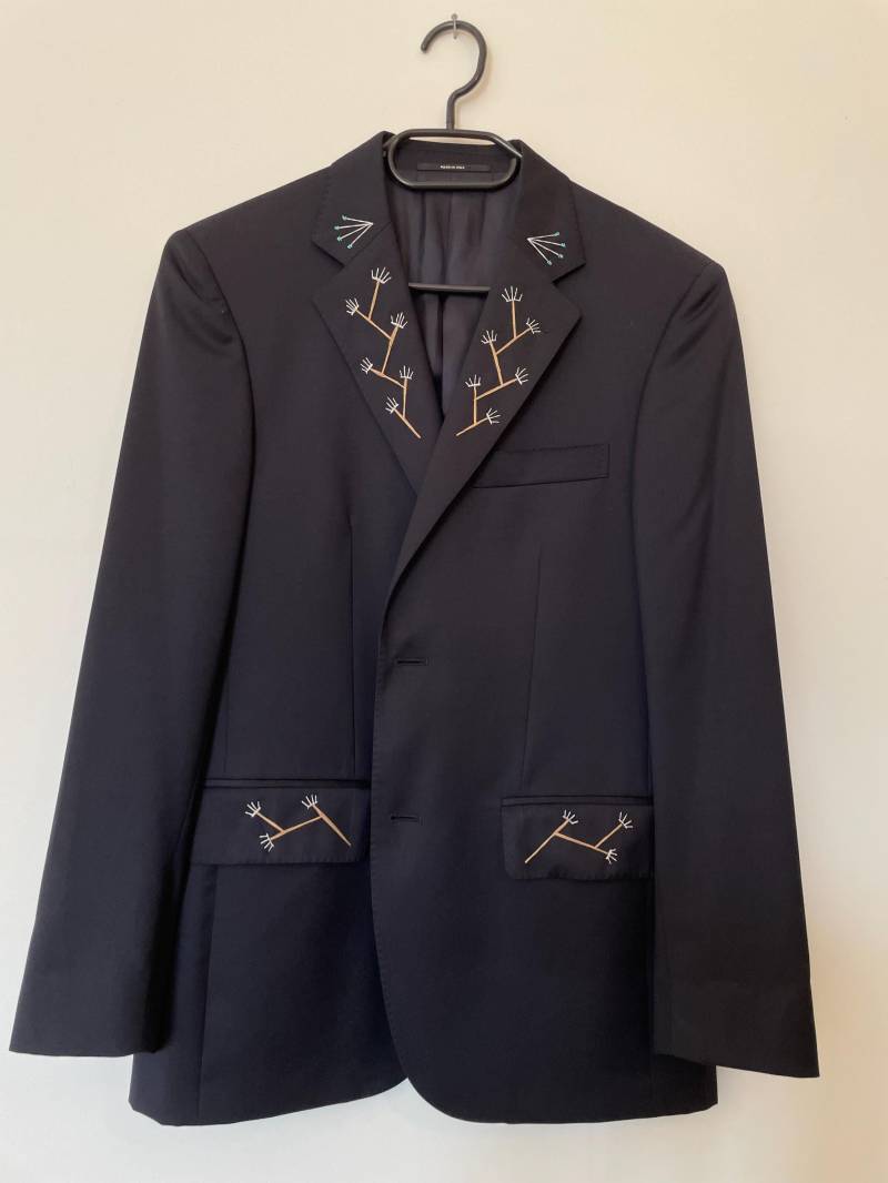 Hand Bestickt Blauer Blazer von MadManning